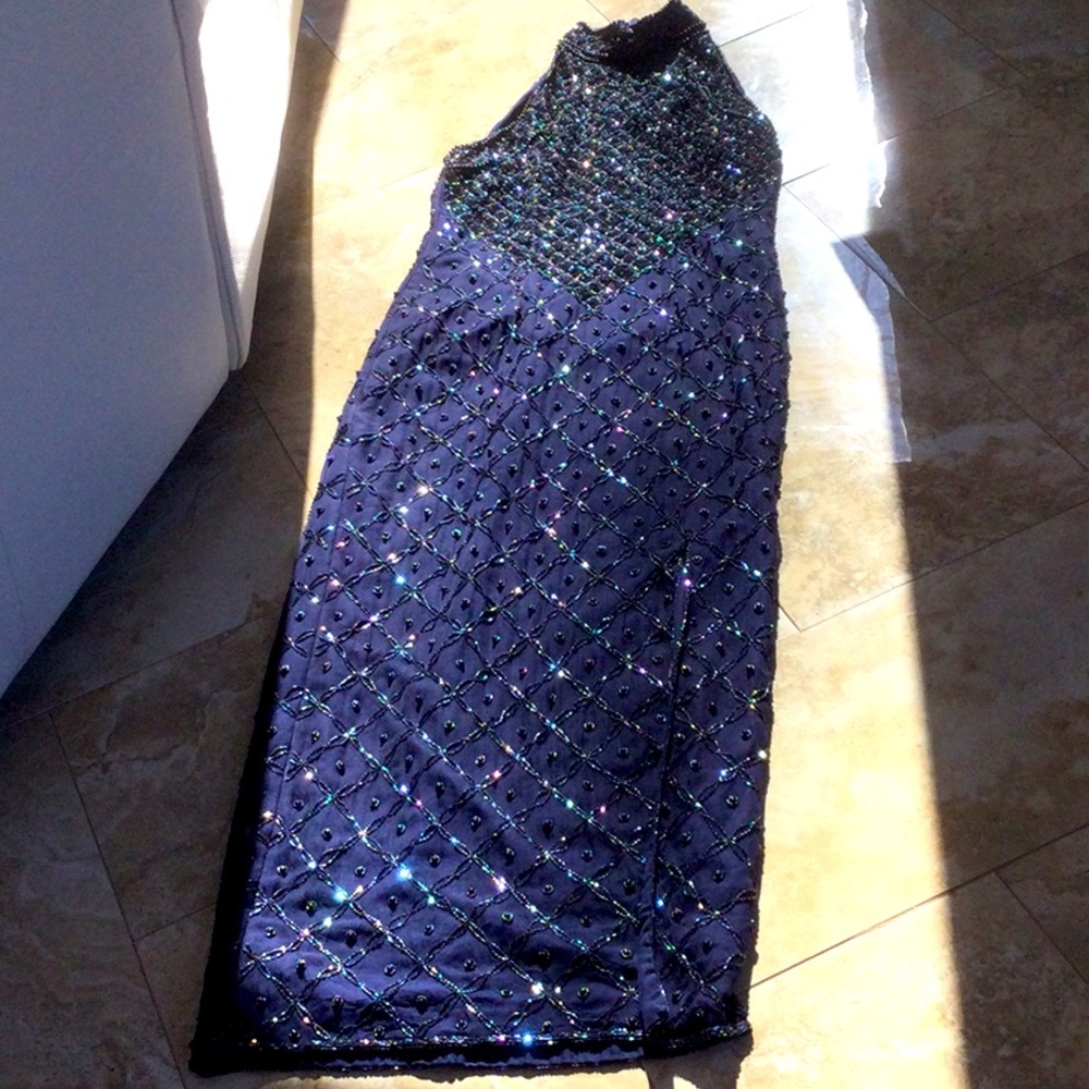 - Beautiful beaded halter style evening dress